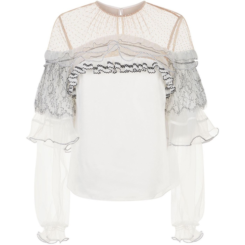 Designer SELF-PORTRAIT Frill Trim Top Size L